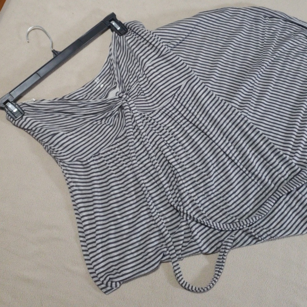 Striped Grey Strapless Maxi Dress